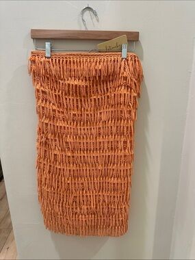 Anthropologie - Orange Fringed Sleeveless Mini dress